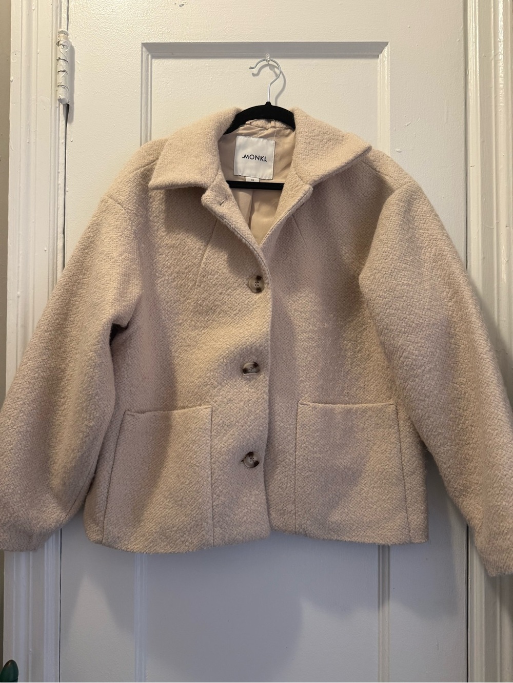 Monki Cream Teddy Button-Up Jacket